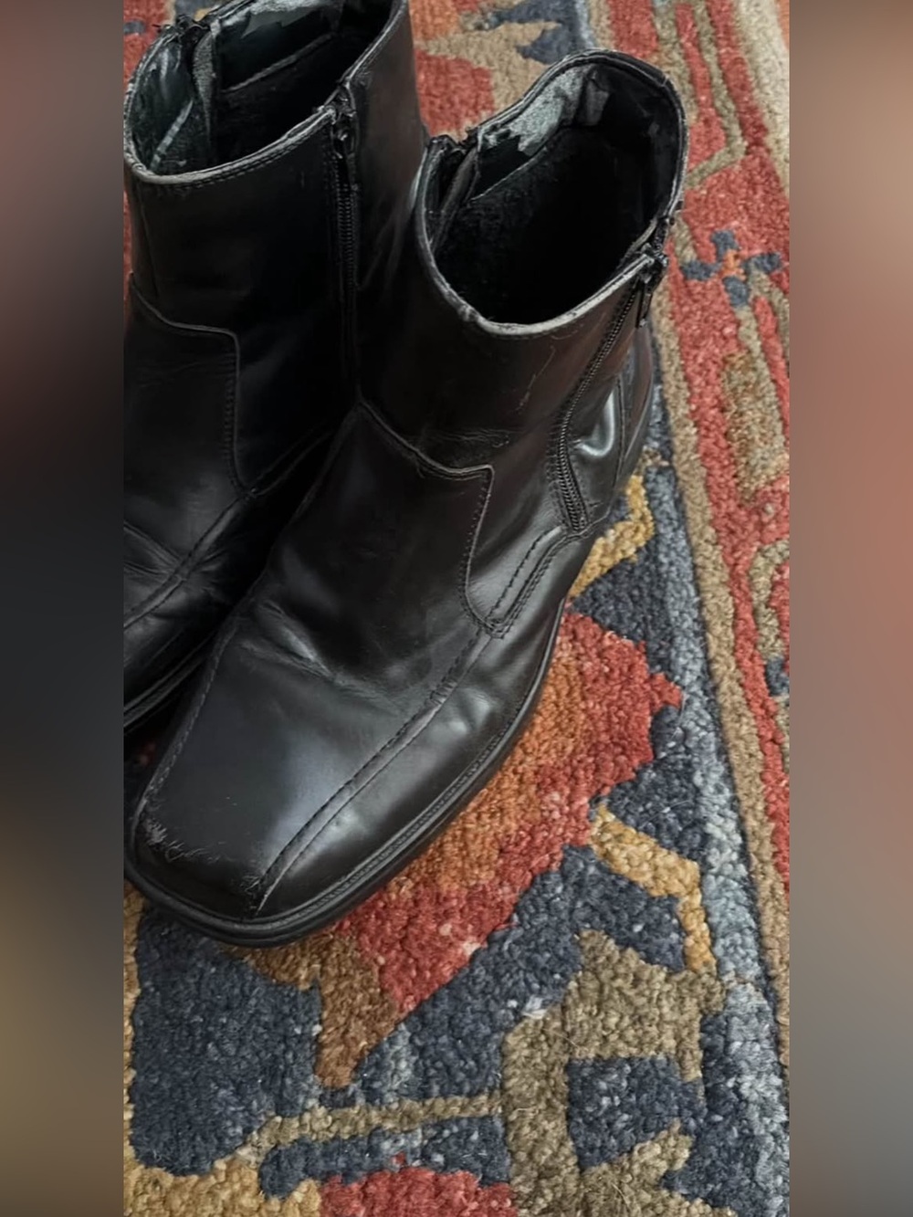 Aldo Black Leather Side-Zip Ankle Boots